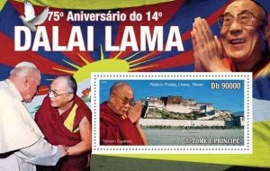 S. TOME & PRINCIPE 2010 - 75th Anniversary of Dalai Lama S/s - Mi 4618/BL.791