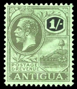 Antigua 1921 KGV 1s black/emerald WATERMARK INVERTED & REVERSED vfm. SG 57y.