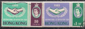 Hong Kong 1965 QE2 Pair Int.Co-op Year SG 216 - 217 used  ( H583 )