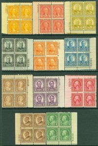 EDW1949SELL : USA 1926-34 Scott #632-42 Cplt set of P/Bs MNH Very Fresh Cat $278