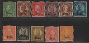 US Sc#669-679 M/H/F complete set Nebraska O/P, 672 has DG, Cv. $265.25