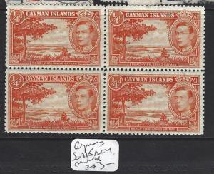 CAYMAN ISLANDS  (PP2401B) KGVI  1/4D SG 115  BL OF 4   MNH