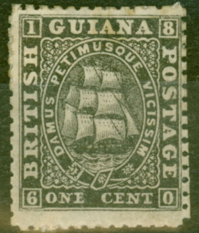 British Guiana 1864 1c Black SG57 P.12.5-13 Good Mtd Mint 