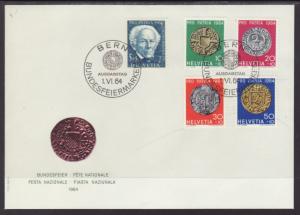 Switzerland B334-B337 Coins on Stamps U/A FDC