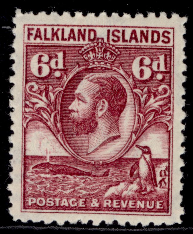 FALKLAND ISLANDS GV SG121a, 6d reddish-purple, VLH MINT. Cat £50. LINE PERF