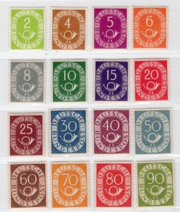 GERMANY FEDERAL REPUBLIC POSTHORN RARE SET ORIGINAL GUM 670-685 VERY FINE MNH