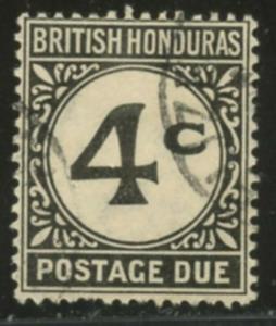 BRITISH HONDURAS Sc#J3 SG#D3 (1923) 4 cents Postage Due Scarce Used