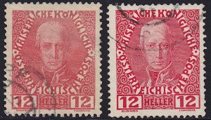 Austria - 1908 - Scott #114,114a - used - both paper types