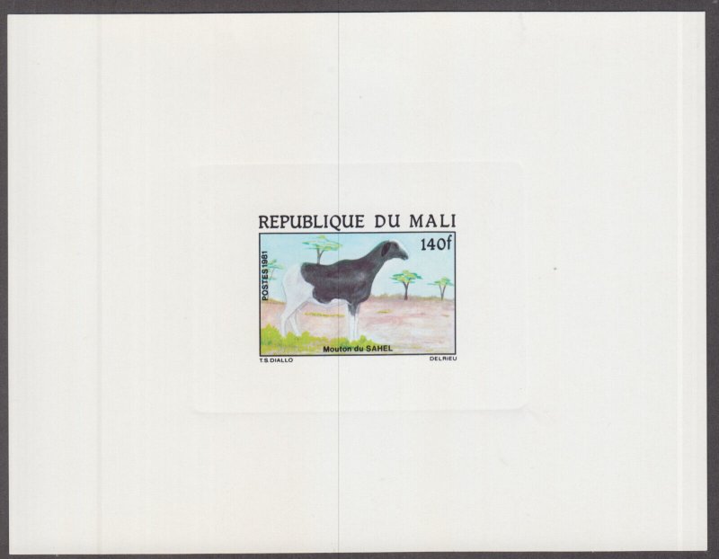 MALI Sc # 433-7 CPL SET of 5 PROOF CARDS, VARIOUS GOATS of MALI