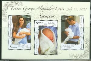 SAMOA 2013 BIRTH OF PRINCE GEORGE SOUVENIR SHEET   MINT NH 