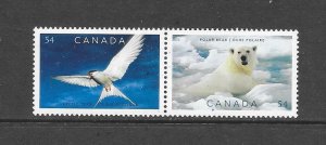 BIRDS - CANADA #2327A   ARCTIC TERN & POLAR BEAR (b)     MNH