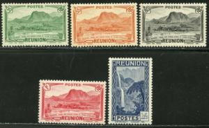 REUNION Sc#136, 142, 147, 151, 159 1938 Definitive Added Values OG Mint NH