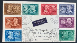 1949 Gyongyos Hungary First Day Airmail cover To Fairview NJ Usa Agricultural
