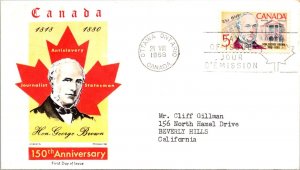 Canada 1968 FDC - Hon George Brown 150th Anniversary - Ottawa, Ont - J3949