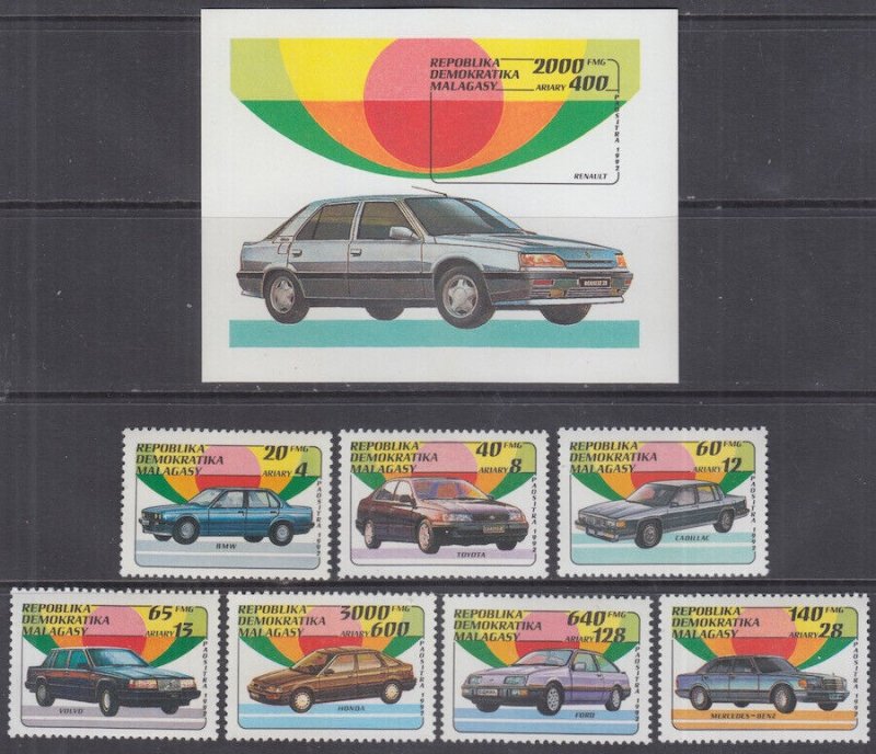 MALAGASY REPUBLIC Sc # 1106-13 CPL MNH SET of 6 + S/S VARIOUS CARS