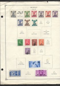 SD)1944-49 OMAN 2 ALBUM PAGES WITH VARIETY OF STAMPS, MINT & VERY LITTLE