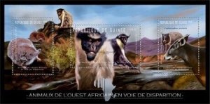 Guinea - Endangered Animals of West Africa - 3 Stamp Sheet - 7B-1805