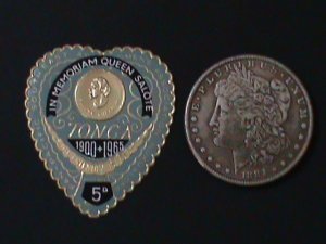 ​TONGA-1966-SC#153-IN MEMORIAN OF QUEEN SLOTE-HEART SHAPE CUT STAMP MINT-VF