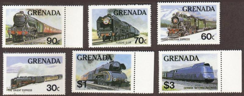 Grenada #1120-25 cpl MNH set - trains