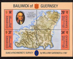 Guernsey, Postage Stamp, #347 Sheet Mint NH, 1987 Duke of Richmond, Map