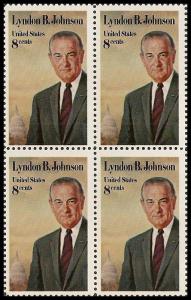 US 1503 Lyndon B Johnson 8c block (4 stamps) MNH 1973 
