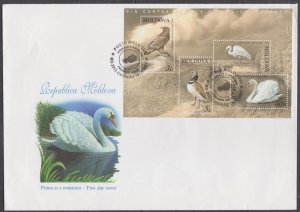 MOLDOVA - 2003 THE RED BOOK OF MOLDOVA / BIRDS - MS - FDC