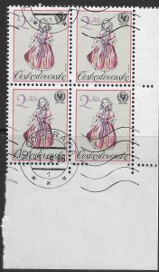 .Czechoslovakia #2615 Dolls. Bottom corner block of four.  Nice.