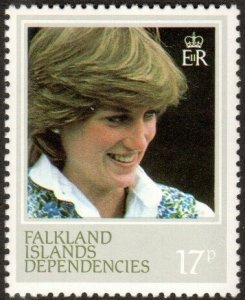 Falkland Islands 1L73a -Mint-H - 17p Princess Dianna (Perf 14) (1982) (cv $2.50)