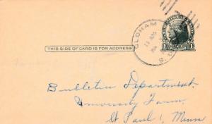 United States South Dakota Oldham 1951 numeral duplex  Postal Card.