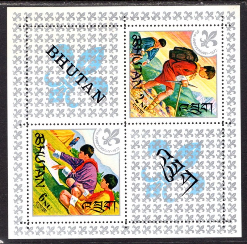 Bhutan 90F Boy Scouts Souvenir Sheet MNH VF