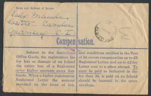 Registered Envelope  Historical mail Guernsey to Suva then Tarawa 1945/46 Let...