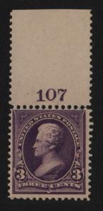 1895 Sc 268 3¢ MNH OG plate number single, Hebert CV $260