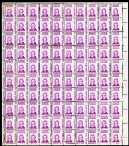 1286, MNH 10¢ Misperf Freak Error Sheet of 100 Stamps PL# Captured * Stuart Katz