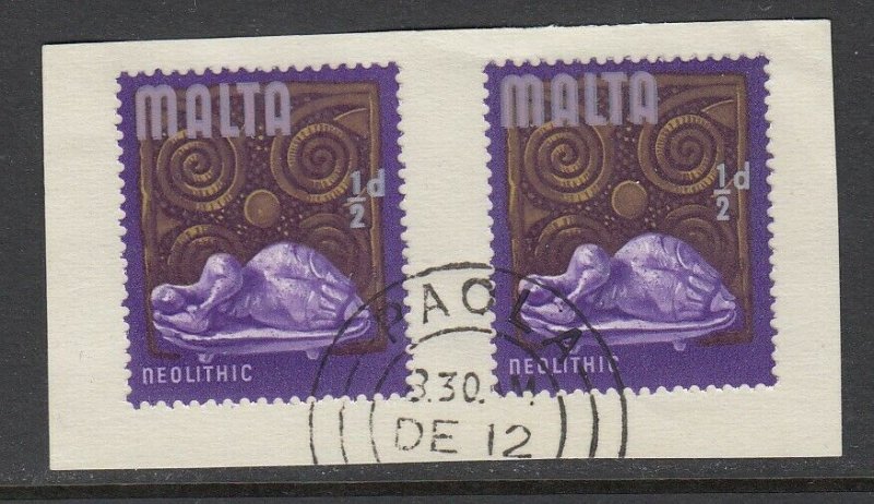 Malta, SG 330b, used piece Malta Doubled variety