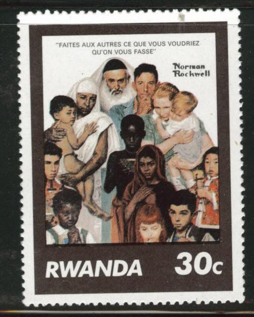 RWANDA Scott 1028 MNH** Norman Rockwell Art stamp 1981