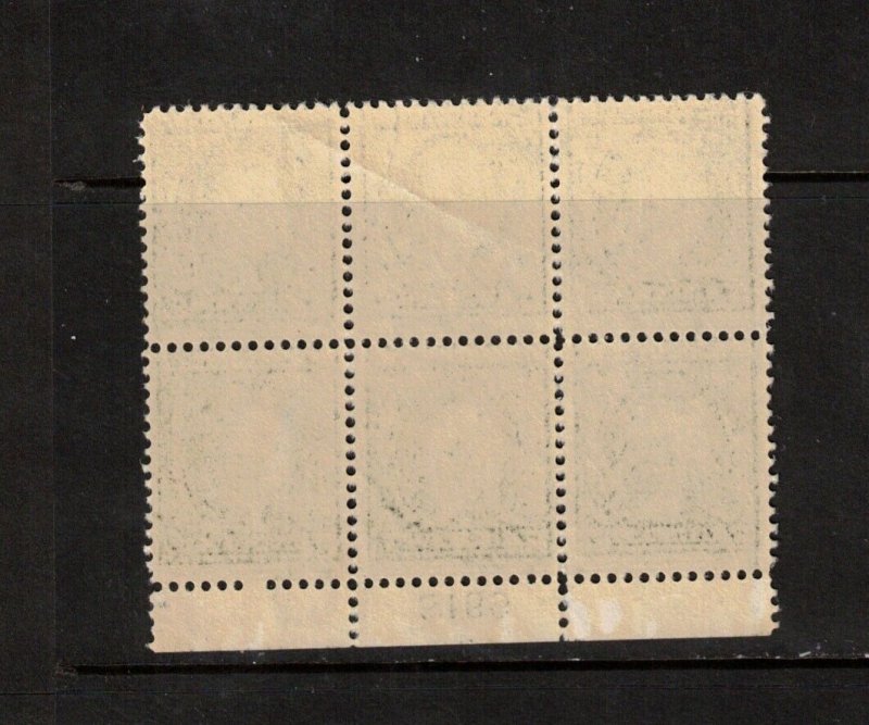 USA #407 Very Fine Never Hinged Plate #6904 Bottom Block Of Six - Light Gum Bend