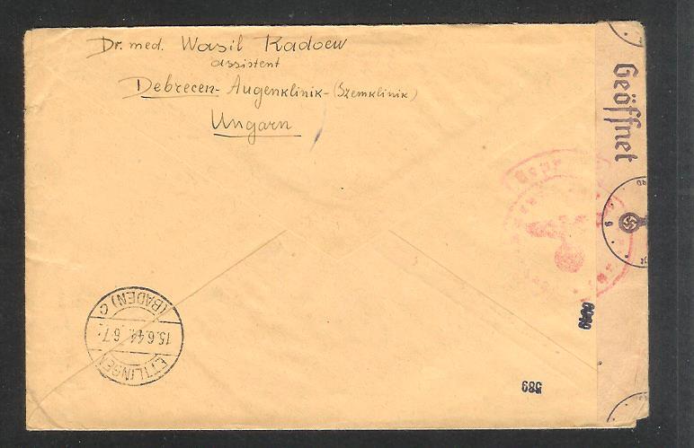 WWII R-cover sent from Hungary to Germany with German censorship c570