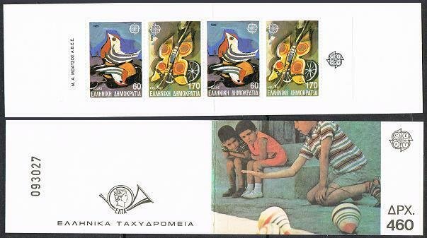 Greece 1657-1658b booklet,MNH.Michel 1721-1722C MH 12. EUROPE CEPT-1989.Toys.