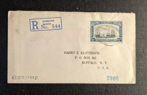 1927 Kingston Jamaica Registered Cover to Buffalo NY Via New York City