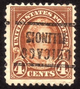 1923, US 4c, Martha Washington, Inverted Chicago precancel, Sc 556