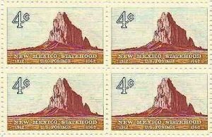 1962 New Mexico Statehood Block of 4 4c Postage Stamps, Sc# 1191, MNH, OG