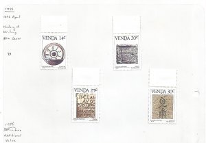 VENDA - 1986 - History of Writing - Perf 4v Set - Mint Light Hinged