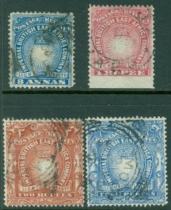 EDW1949SELL : BRITISH EAST AFRICA 1890-94 Sc#23, 25, 27, 29 All VF Used Cat $132