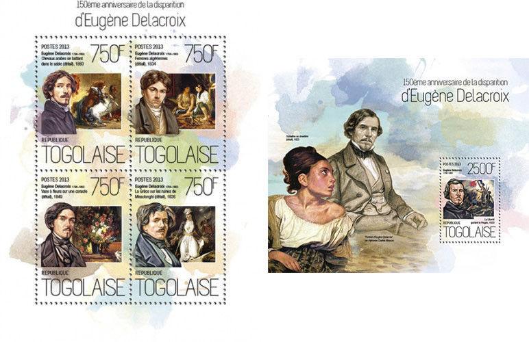 Romanticism Art Eugene Delacroix France Paintings Togo MNH stamp set