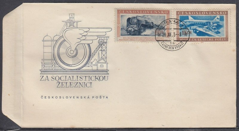 Czechoslovakia Scott 633-4 FDC - Mail Transport