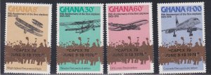 Ghana # 655-658, Powered Flight 75th Anniversary Overprinted CAPEX  NH, 1/2 Cat.