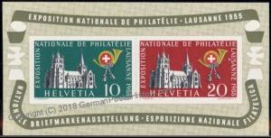 Switzerland Sc 352a 1955 National Stamp Expo Souvenir Sheet 60595