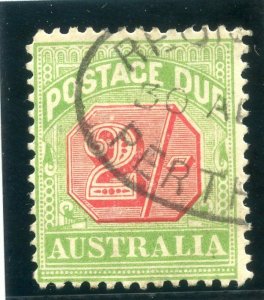 Australia 1910 KEVII Postage Due 2s rosine & yellow-green VFU. SG D70. SC J46.