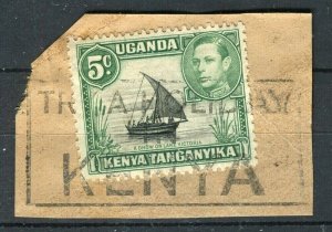 BRITISH KUT KENYA; 1938 early GVI issue 5c. used fine POSTMARK PIECE