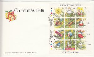 Guernsey Christmas 1989  FDC pmk Herm Island